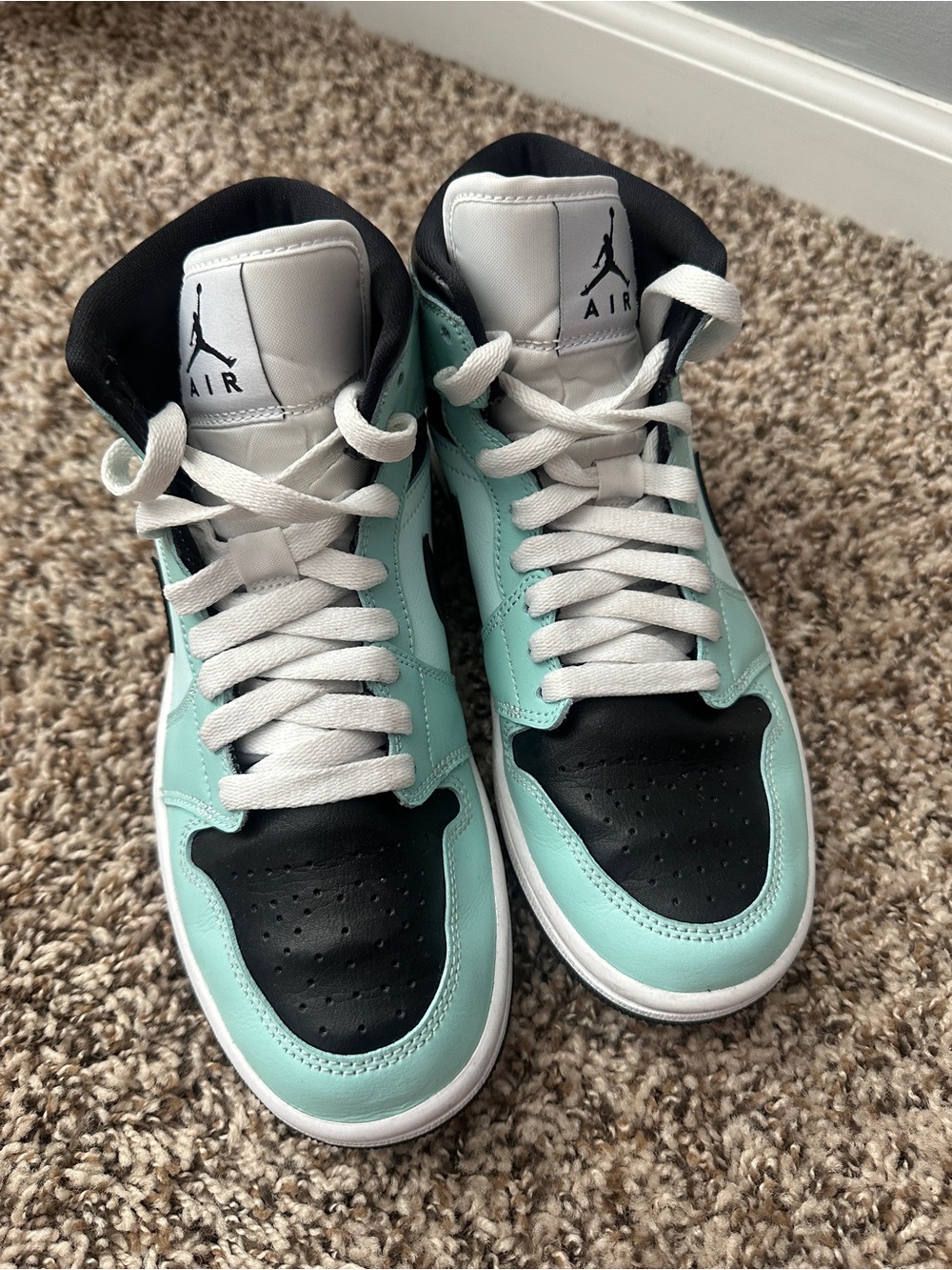 Jordan Mid Sneakers Light Dew/Teal Tint/White/Black - Picture 2 of 5